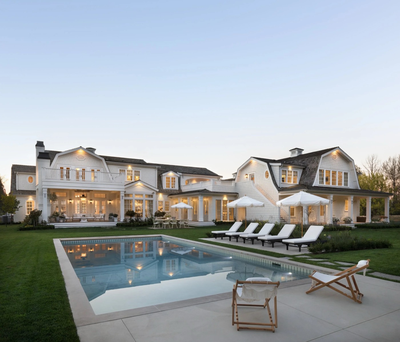 Home and pool at dusk